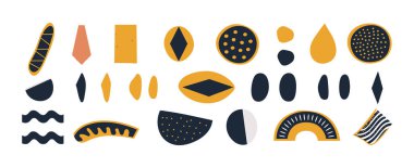 Soyut organik şekil seti. El çizimi karalama sanatı. vektör damlası