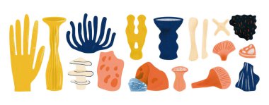 Soyut organik şekil seti. El çizimi karalama sanatı. vektör damlası