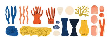 Soyut organik şekil seti. El çizimi karalama sanatı. vektör damlası