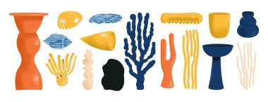 Soyut organik şekil seti. El çizimi karalama sanatı. vektör damlası