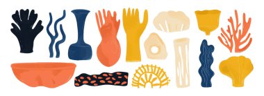 Soyut organik şekil seti. El çizimi karalama sanatı. vektör damlası