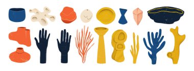 Soyut organik şekil seti. El çizimi karalama sanatı. vektör damlası