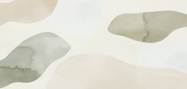 Soyut suluboya resim arka plan şablonu. Metin, bayrak, sunum veya ürün grafik tasarımı için yeşil ve bej rengi suluboya arkaplan boş