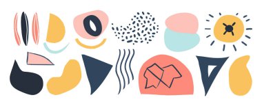 Soyut organik şekil seti. El çizimi karalama sanatı. vektör damlası