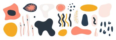 Soyut organik şekil seti. El çizimi karalama sanatı. vektör damlası