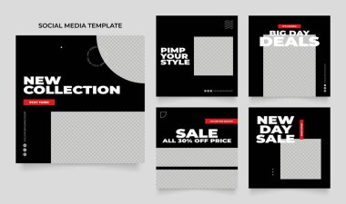 Sosyal medya, blog satış promosyonunu tasvir ediyor. Tamamen düzenlenebilir Instagram ve Facebook kare kare kare kare kare kare kare kare yapboz organik satış posteri. taze beyaz element şekil vektör arkaplanı