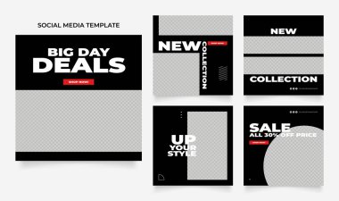 Sosyal medya, blog satış promosyonunu tasvir ediyor. Tamamen düzenlenebilir Instagram ve Facebook kare kare kare kare kare kare kare kare yapboz organik satış posteri. taze beyaz element şekil vektör arkaplanı