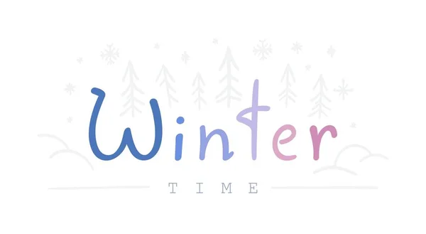 Tipografia Inverno Scritta Fredda Dell Inverno Illustrazione Vettoriale Scritte Blu — Vettoriale Stock