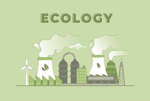 Concepto Ecología Ilustración Vectorial Banner Eco Plantas Estación Fondo Verde — Archivo Imágenes Vectoriales