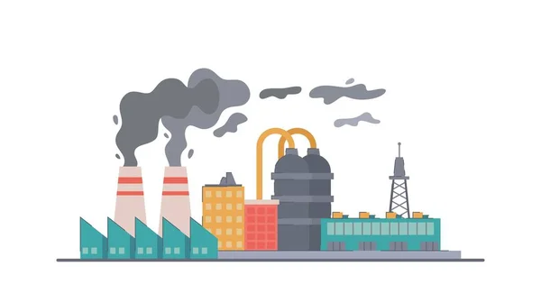 Illustration Vectorielle Une Usine Production Énergie Réacteur Vapeur Pollution Environnement — Image vectorielle