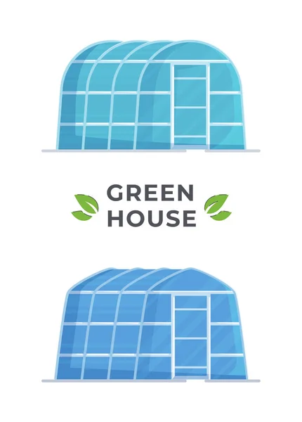 Üvegházak Növénytermesztésre Üvegházak Vektoros Illusztrációja Állítsa Fehér Háttér — Stock Vector