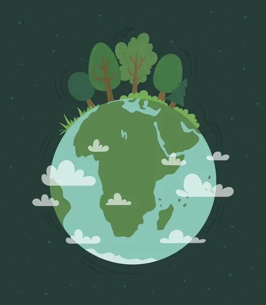 Ekologický Koncept Vektorová Ilustrace Eco Earth Trees Planeta Země Plakát — Stockový vektor