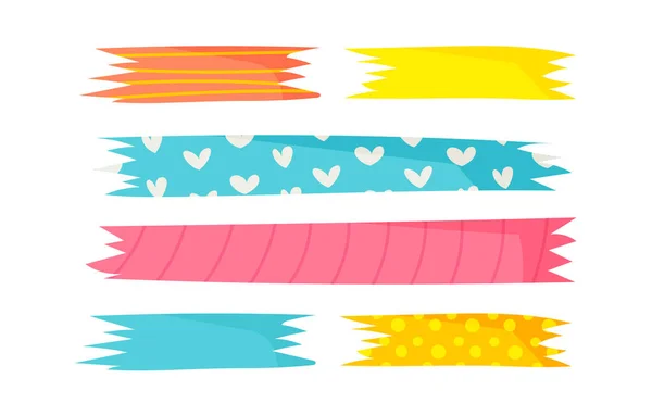 Vector Illustration Decorative Tape Bright Ribbons Decor Duct Tape Scotch — Stock Vector