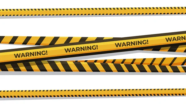 用于栅栏的明亮缎带的矢量图解 黑色和黄色的警告 警察磁带 标志线 白色背景的横幅 — 图库矢量图片