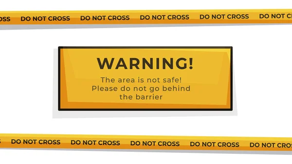 警告的矢量图解 带和危险标志 不要交叉 警察用带子围攻犯罪 — 图库矢量图片