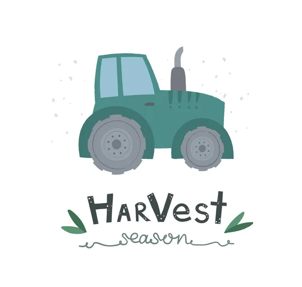Vektorové Znázornění Modrého Traktoru Bílém Pozadí Traktor Obdělávání Půdy Pracuj — Stockový vektor