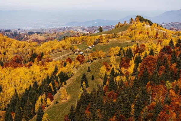 Vue Paysage Colorée Sur Les Collines Les Montagnes Par Une — Photo