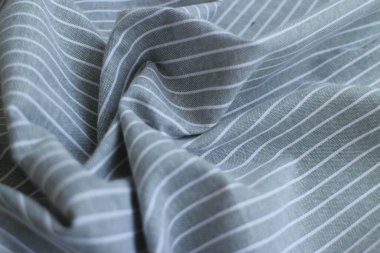 Light Grey cotton fabric with white striped