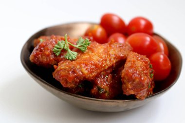 Chicken wings, Buffalo wings, on black background