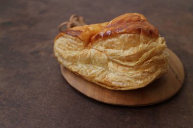 Tasty snacks , Chicken puff on rustic background