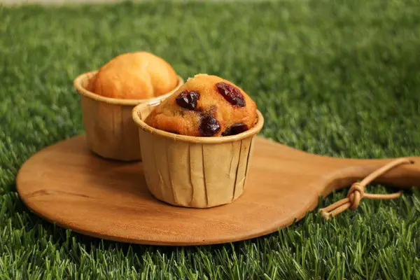 Muffin Arándano Casero Tablero Madera —  Fotos de Stock