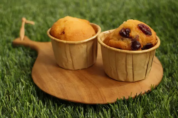 Muffin Arándano Casero Tablero Madera —  Fotos de Stock