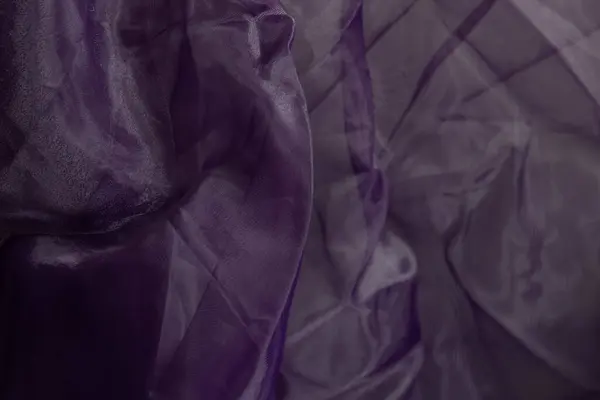 Texture Ondulée Tissu Organza Violet Avec Ridée Abstraite Sur Fond — Photo