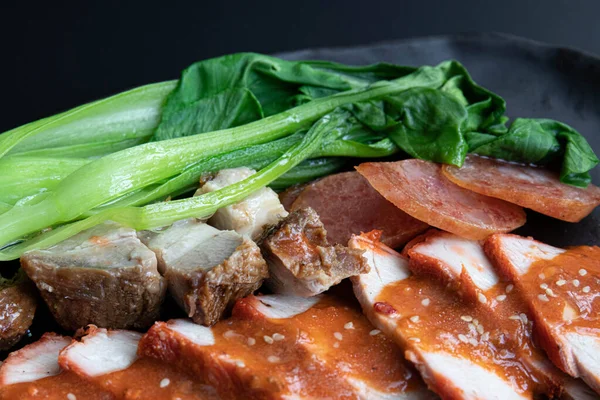 Traditionelle Chinesische Küche Guangdong Menü Schweinebraten Mit Honig Und Knusprigem — Stockfoto