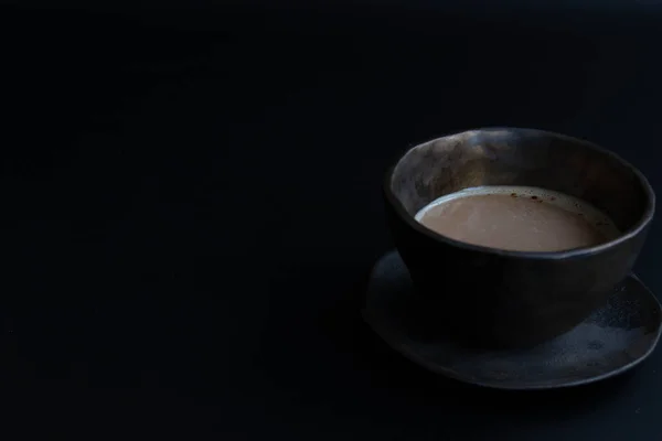Чашку Горячего Кофе Деревенском Фоне — стоковое фото