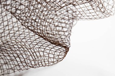 Beyaz Arkaplanda Siyah Rustik Kablo Ağını Kapat