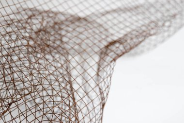 Beyaz Arkaplanda Siyah Rustik Kablo Ağını Kapat