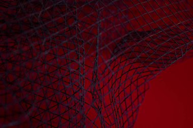 Kırmızı Arkaplanda Siyah Kırsal Kablo Ağını Kapat