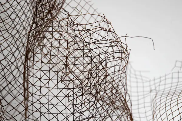 Beyaz Arkaplanda Siyah Rustik Kablo Ağını Kapat