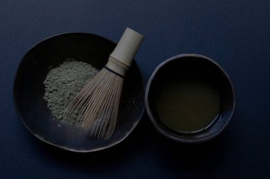 Geleneksel Japon İçkileri, Yeşil Çay, Siyah Arkaplan Macha Çayı