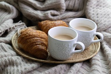 Sıcak battaniyenin altında ayçöreği ve kahveyle sakin bir sabah.