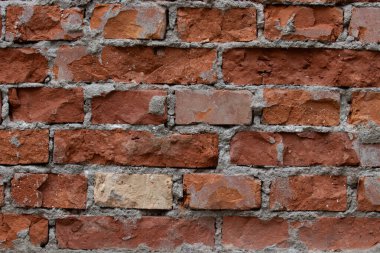 Kırmızı tuğla bir duvarın dokusu ve ılık renkleri 