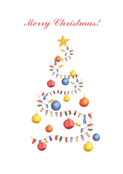 Magischer Weihnachtsbaum Mit Farbigem Ferienspielzeug Gestaltung Von Neujahrskarten Einladungen Bannern — Stockfoto