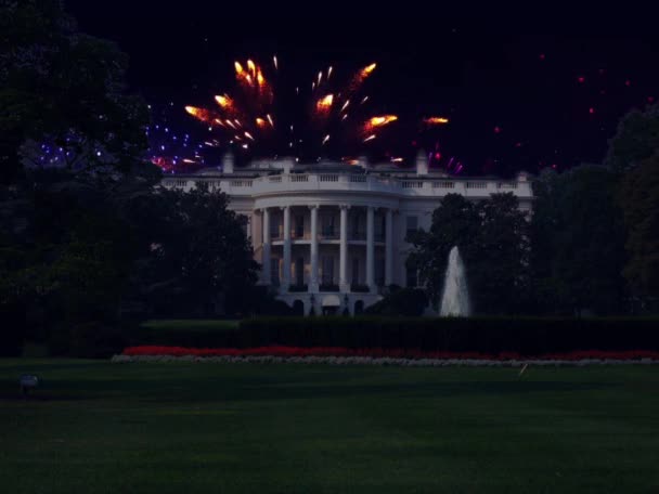 Πυροτεχνήματα Πάνω Από Τον Λευκό Οίκο Στην Ουάσιγκτον — Αρχείο Βίντεο