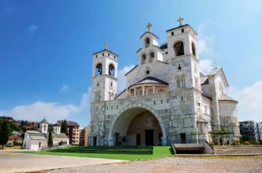 Podgorica, Montenegro with famous Orthodox temple in town.