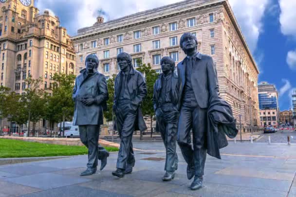 Beatles Sevärdheter Liverpool Bilder Statyn — Stockvideo