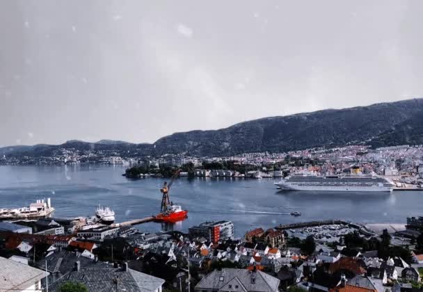 Nieve Sobre Bergen Noruega — Vídeo de stock