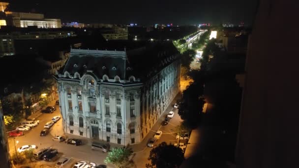 ルーマニアのブカレストの夜のシーン — ストック動画