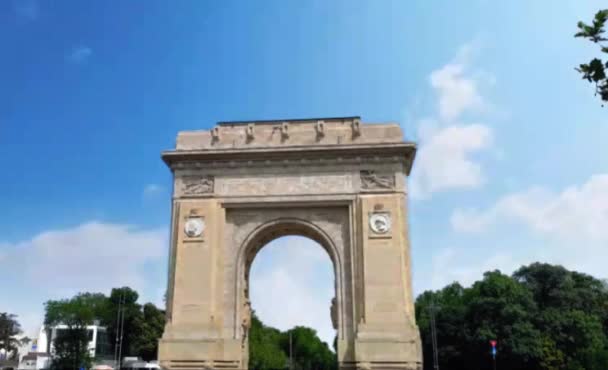 Bukurešť Vítězný Oblouk Rumunsku — Stock video