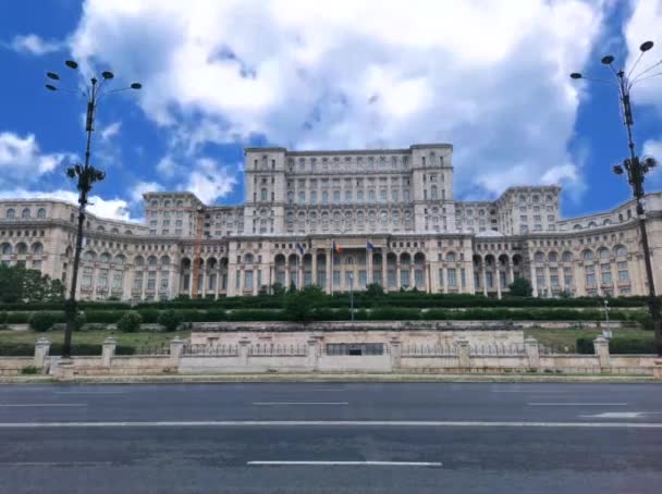 Palazzo Del Parlamento Parlamento Della Romania Situato Cima Dealul Spirii — Video Stock