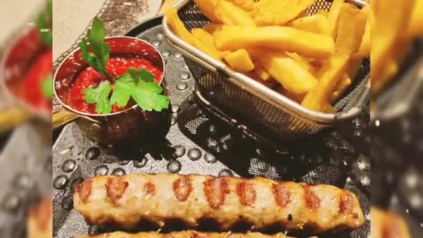 Kebap Kabab Carne Asada Cevap Balkan — Vídeo de stock