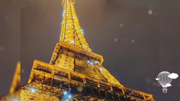 Torre Eiffel Por Noche Iluminaciones Espectáculo Luces París — Vídeos de Stock