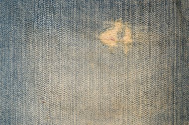 Blue vintage torn denim jeans texture background. Stylish creative background.