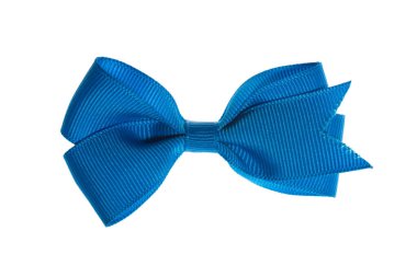 Güzel mavi hediye yayı, beyaz üzerine izole edilmiş.