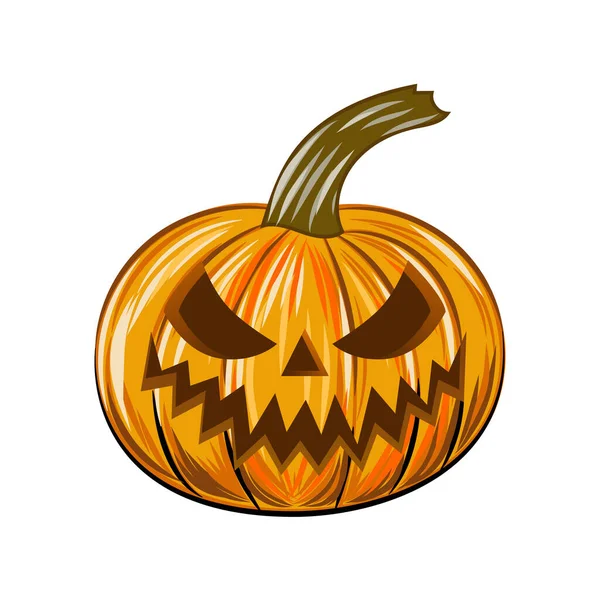 Halloween Kürbis Auf Weißem Hintergrund Für Poster Banner Grußkarte Vektorillustration — Stockvektor