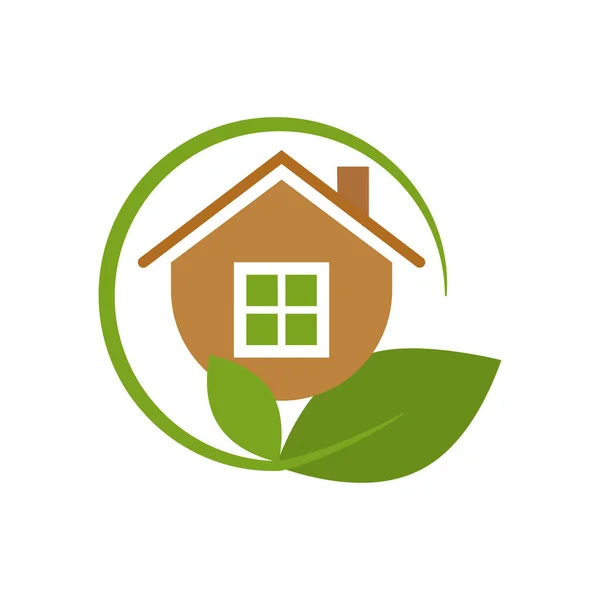 Folha Modelo Logotipo Casa Verde — Vetor de Stock